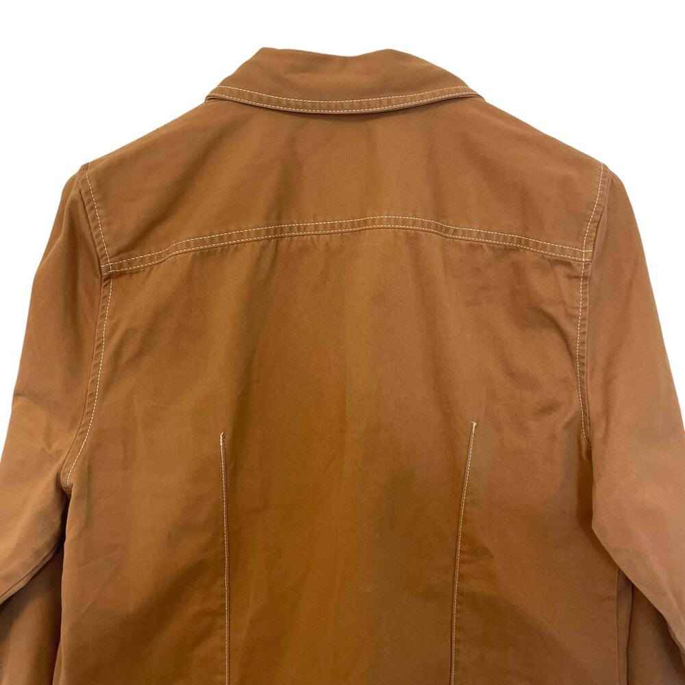 Madewell Darted Button-Up Long Sleeve Collared Shirt Brown Womens Size 12 - Picture 6 of 11